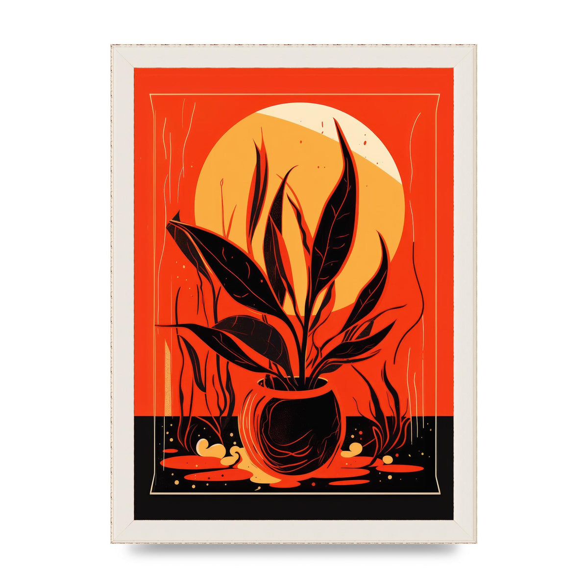 Snake Plant on Vibrant Orange