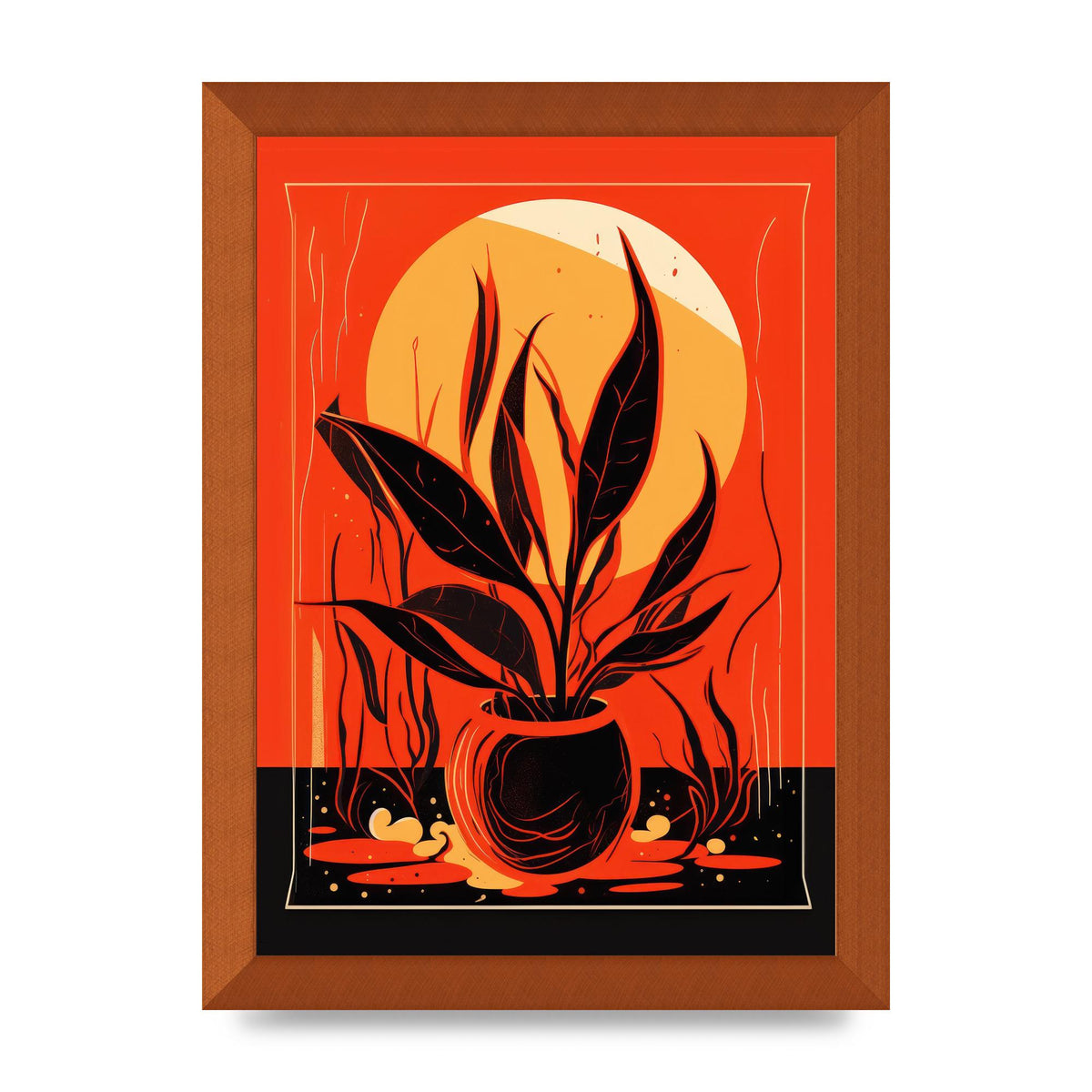 Snake Plant on Vibrant Orange