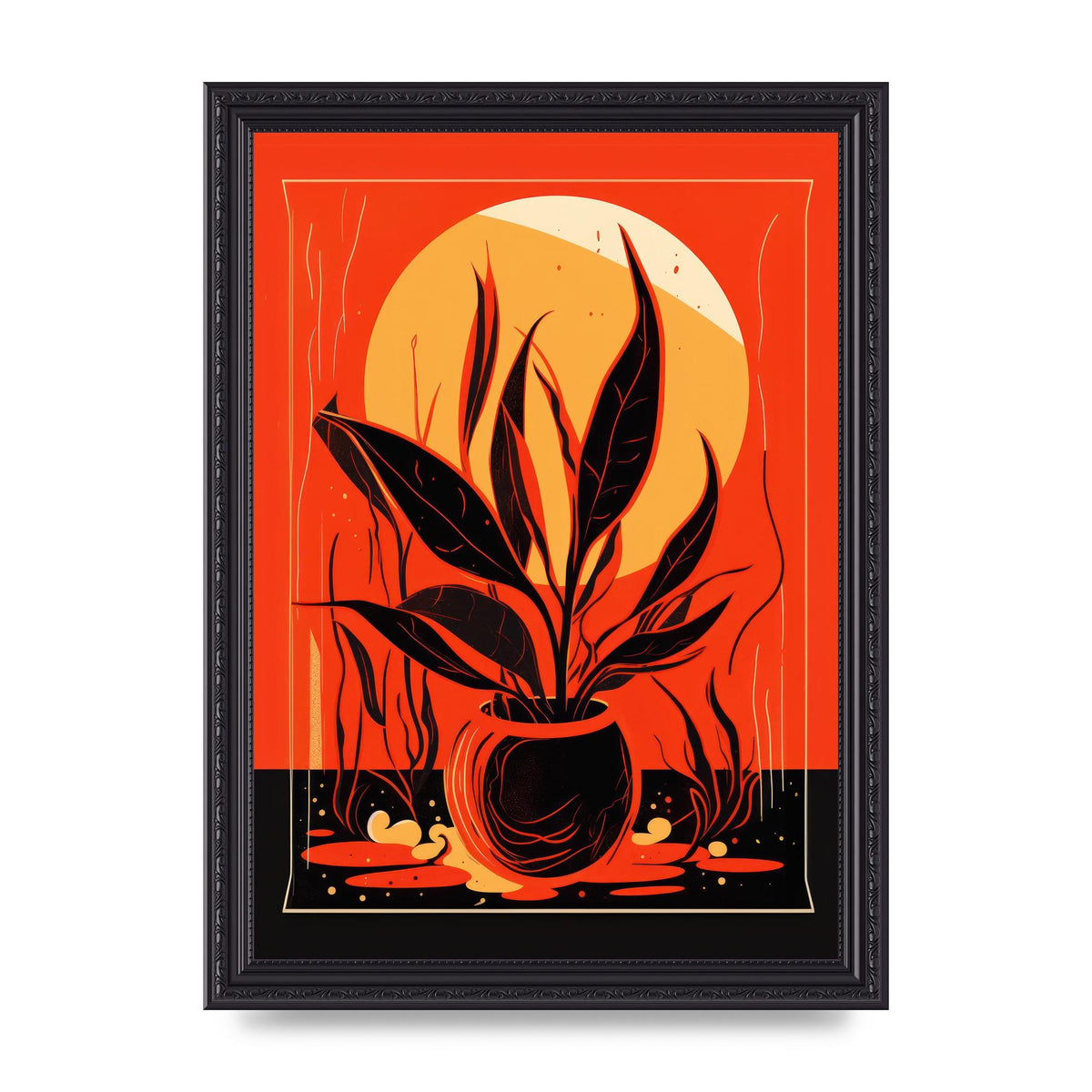 Snake Plant on Vibrant Orange