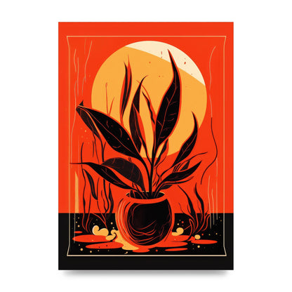 Snake Plant on Vibrant Orange