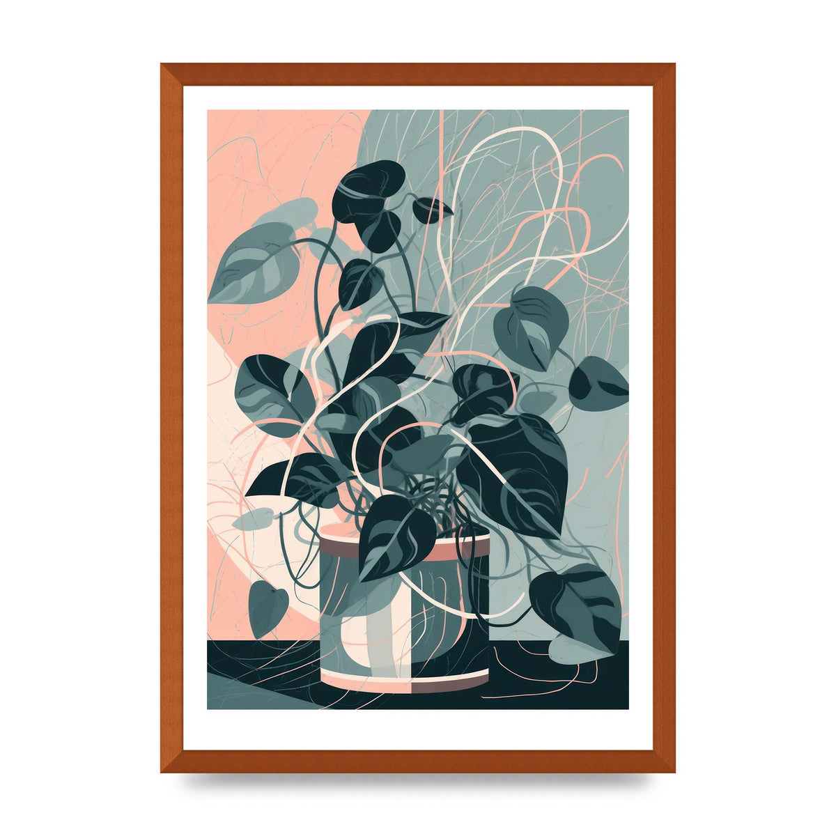 Interlocking Lines Monstera Art