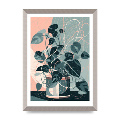 Interlocking Lines Monstera Art