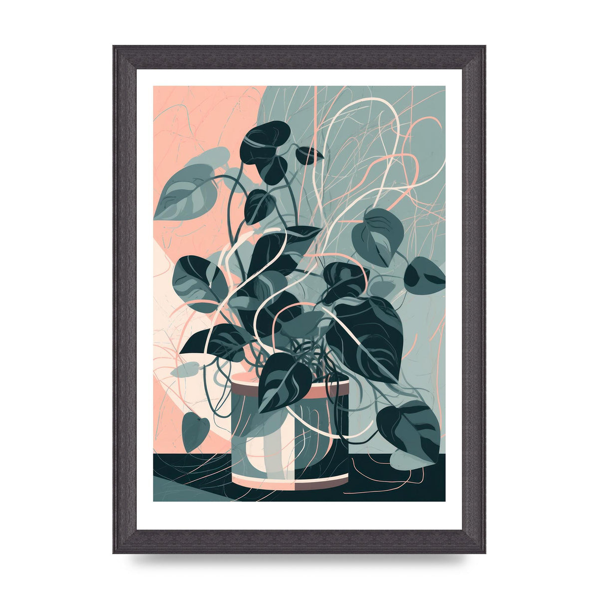 Interlocking Lines Monstera Art