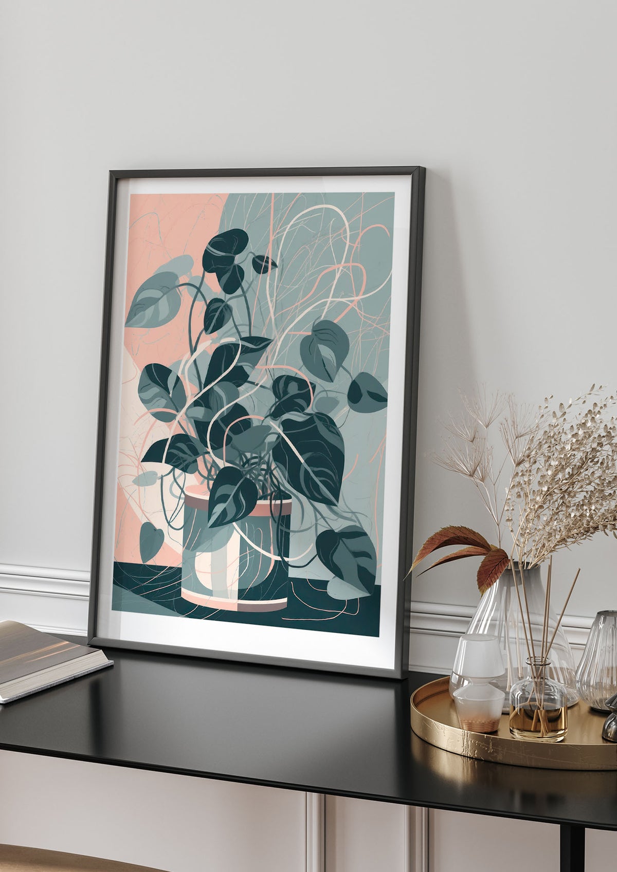 Interlocking Lines Monstera Art