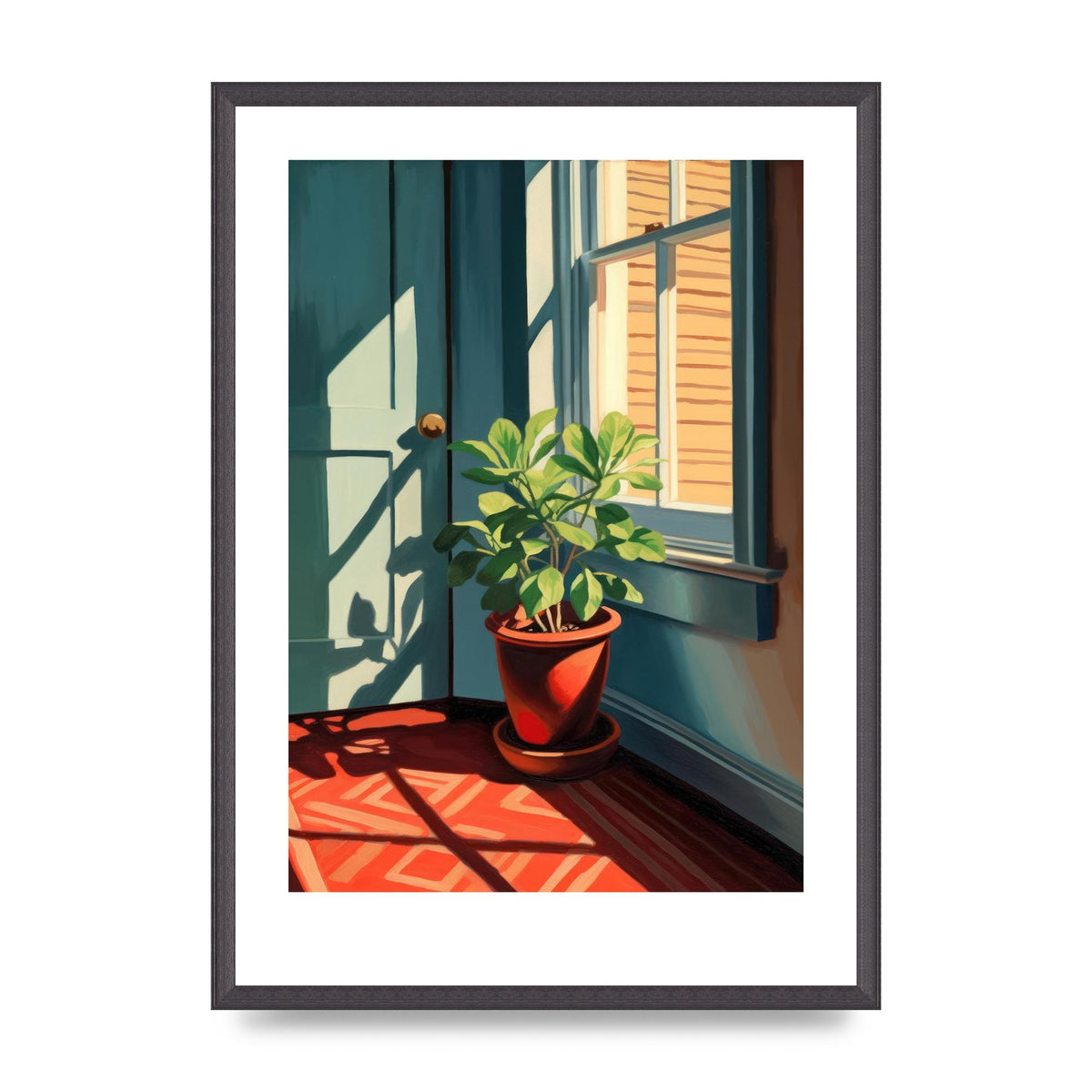 Bright Sunlit House Plant Lithograph