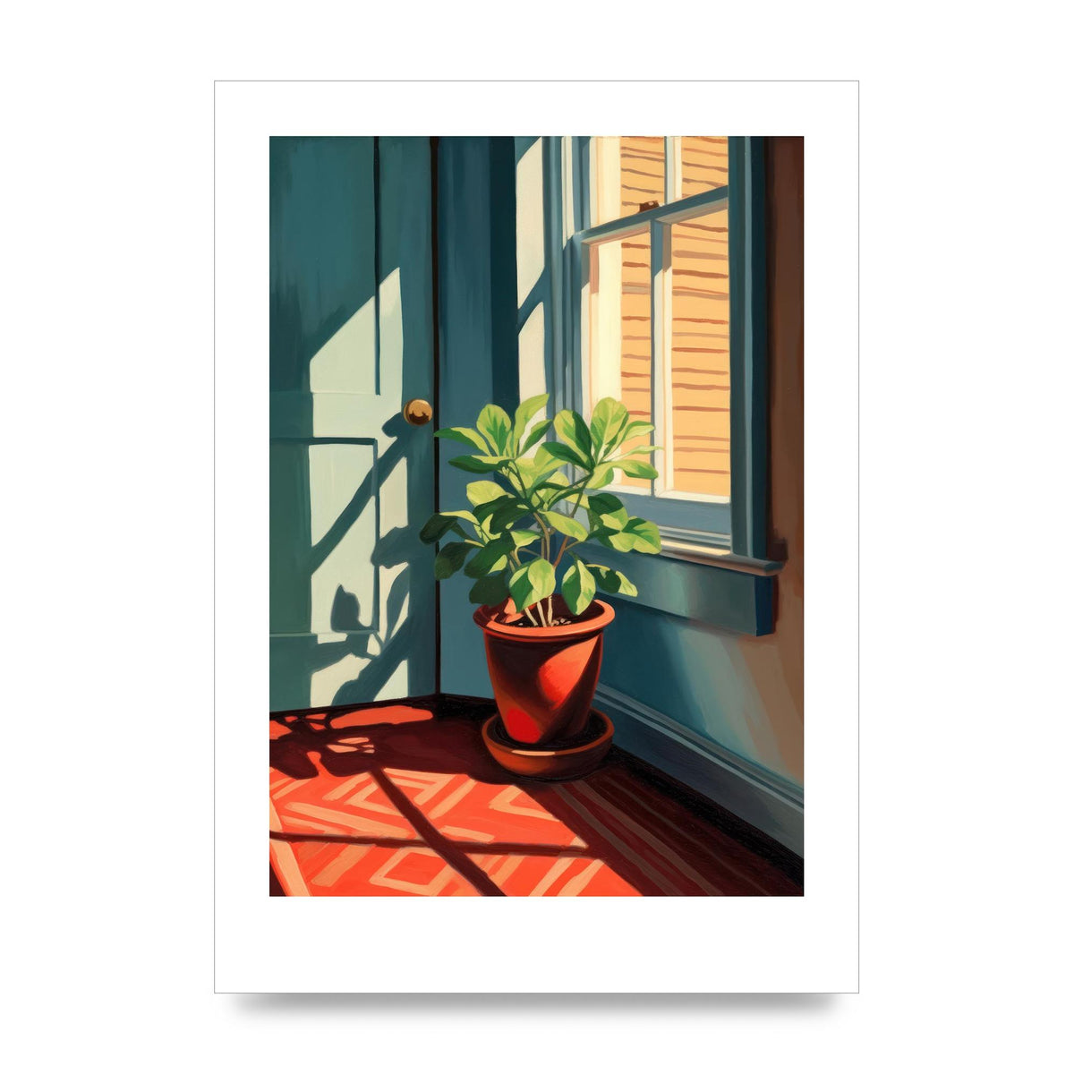 Bright Sunlit House Plant Lithograph