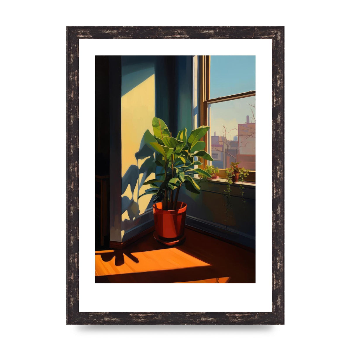 Plant Gazing at City with Bold Shadows