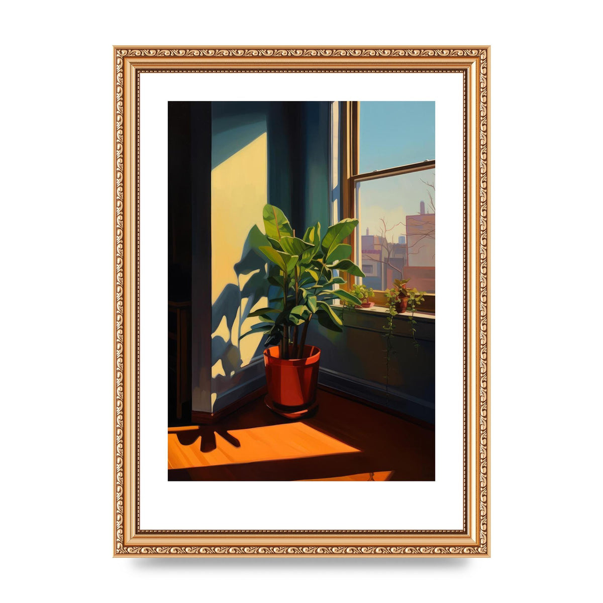 Plant Gazing at City with Bold Shadows