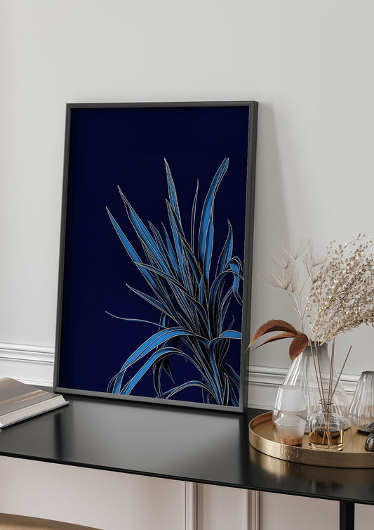 Spider Plant Leaf on Royal Blue