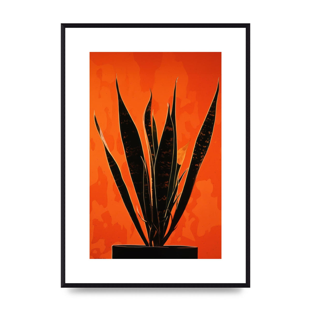 Snake Plants Silhouette on Orange
