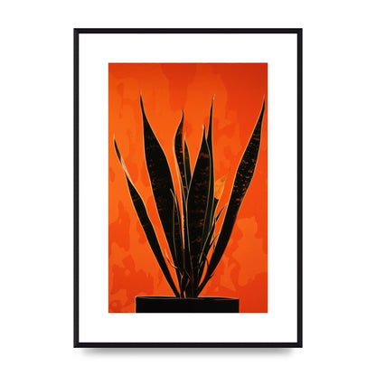 Snake Plants Silhouette on Orange