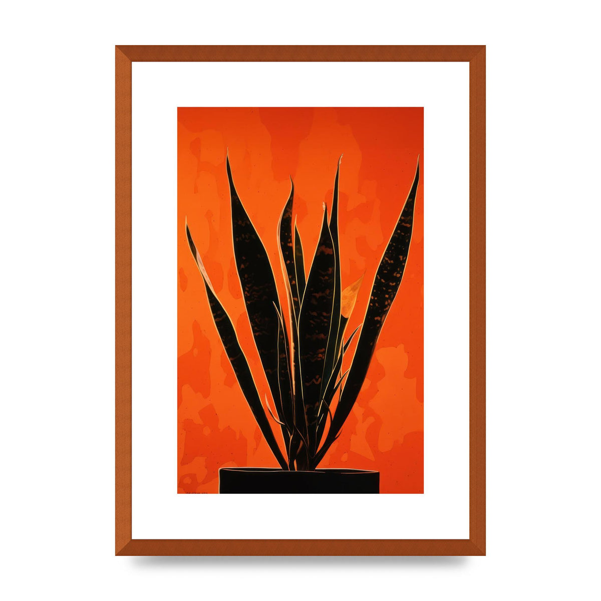 Snake Plants Silhouette on Orange