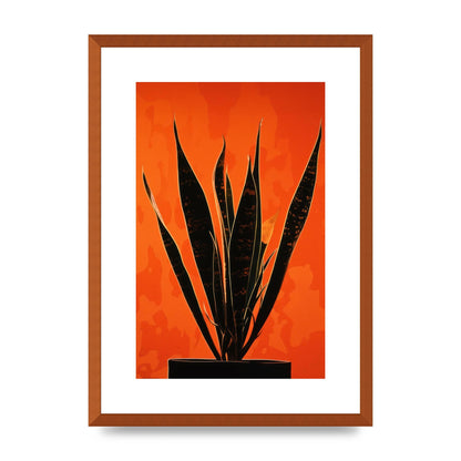 Snake Plants Silhouette on Orange