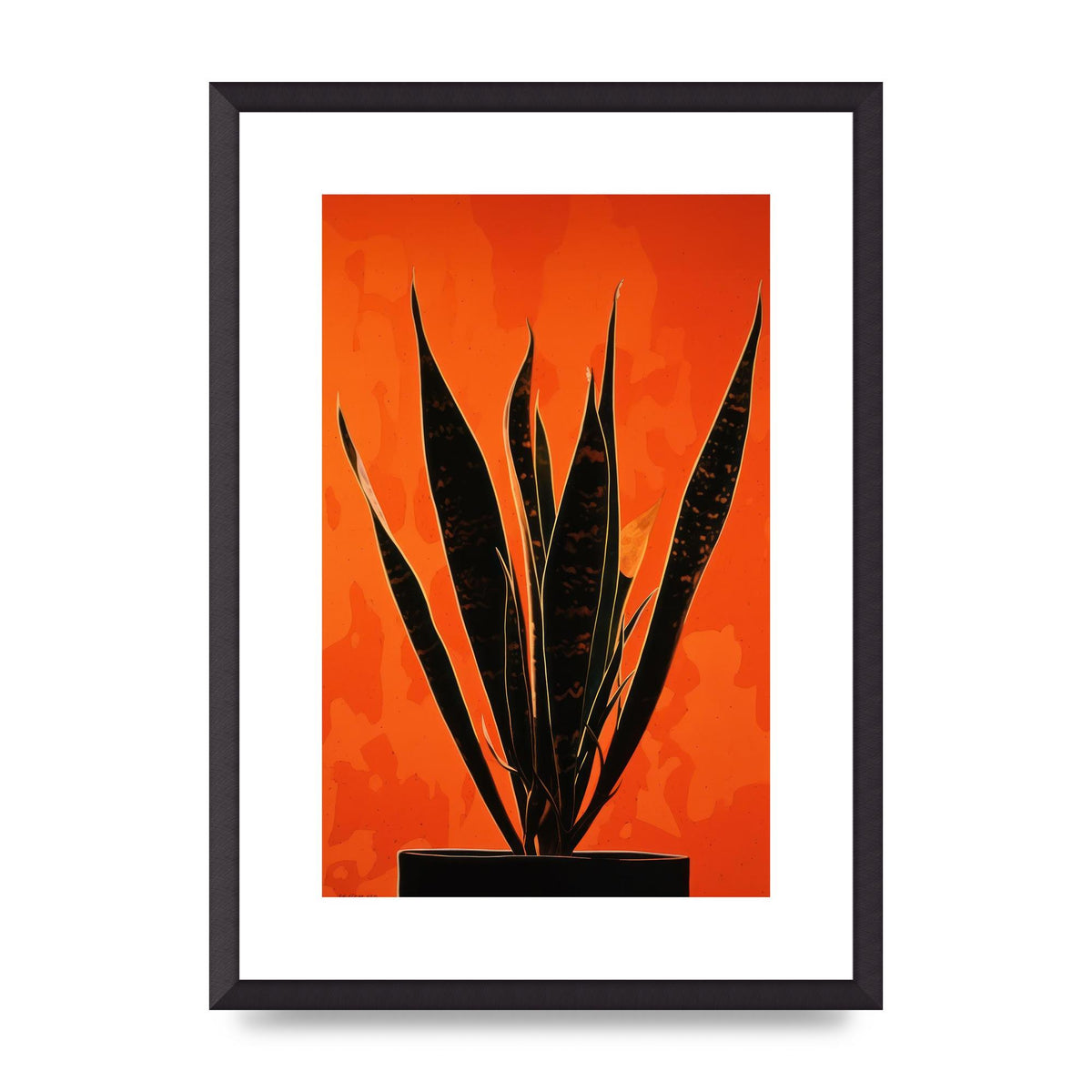 Snake Plants Silhouette on Orange
