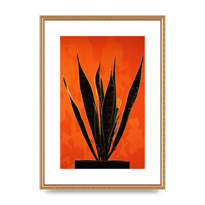 Snake Plants Silhouette on Orange