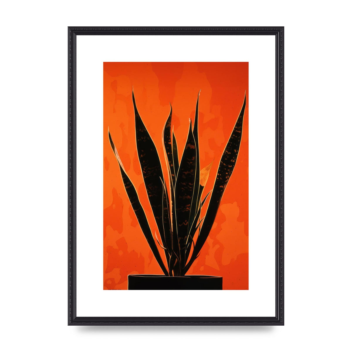Snake Plants Silhouette on Orange