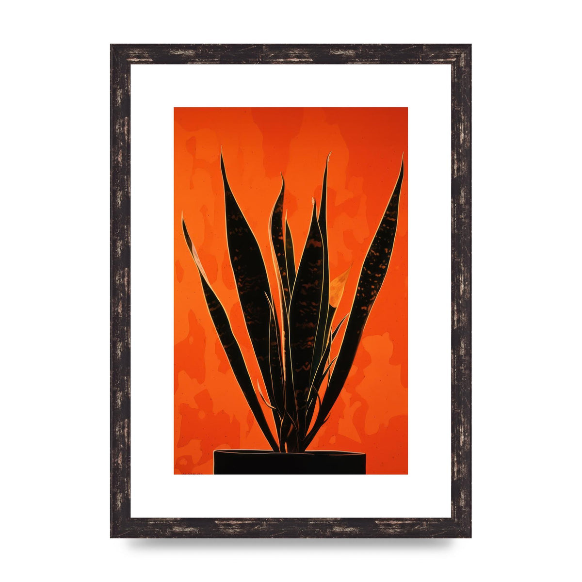 Snake Plants Silhouette on Orange