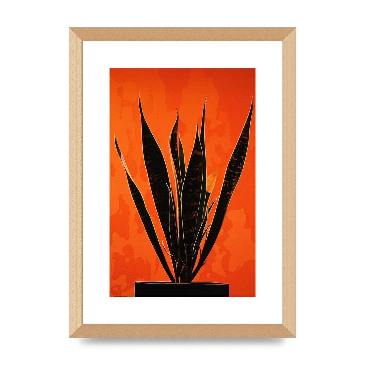 Snake Plants Silhouette on Orange