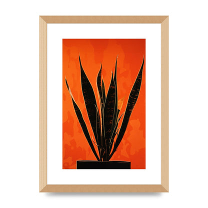 Snake Plants Silhouette on Orange