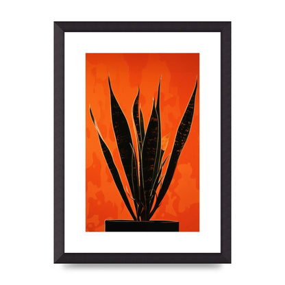 Snake Plants Silhouette on Orange