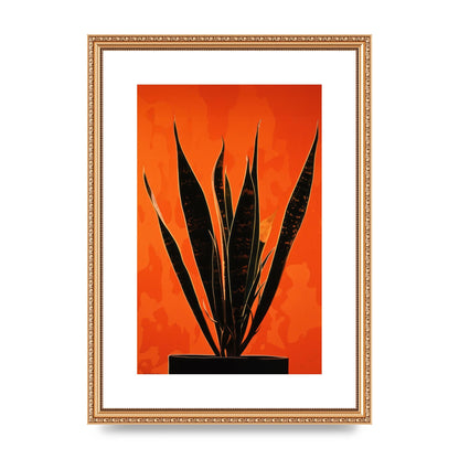 Snake Plants Silhouette on Orange