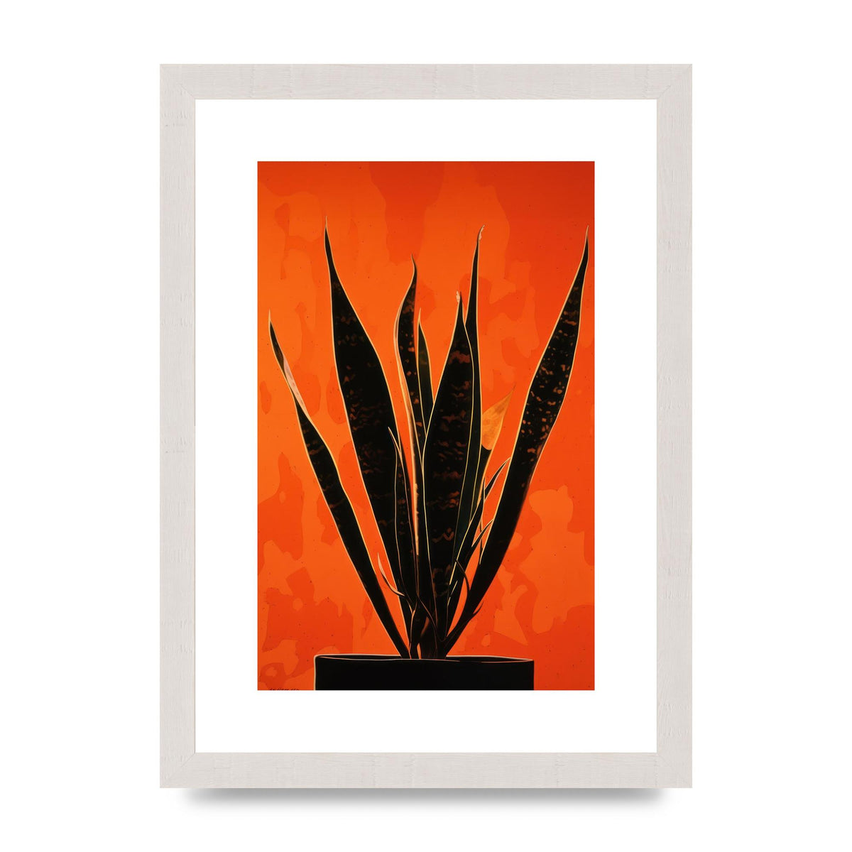 Snake Plants Silhouette on Orange