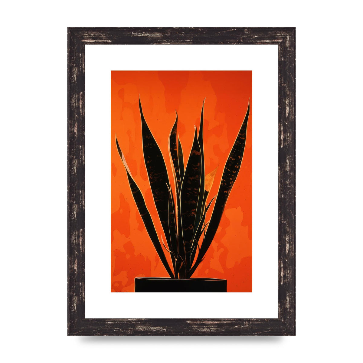 Snake Plants Silhouette on Orange