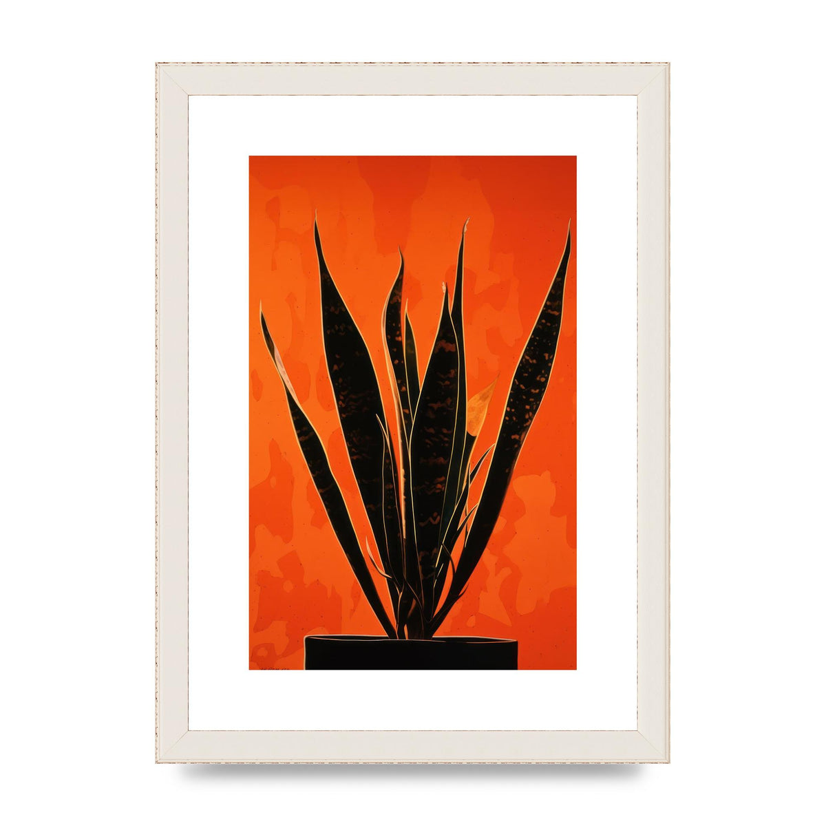 Snake Plants Silhouette on Orange