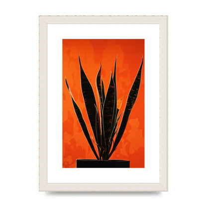 Snake Plants Silhouette on Orange