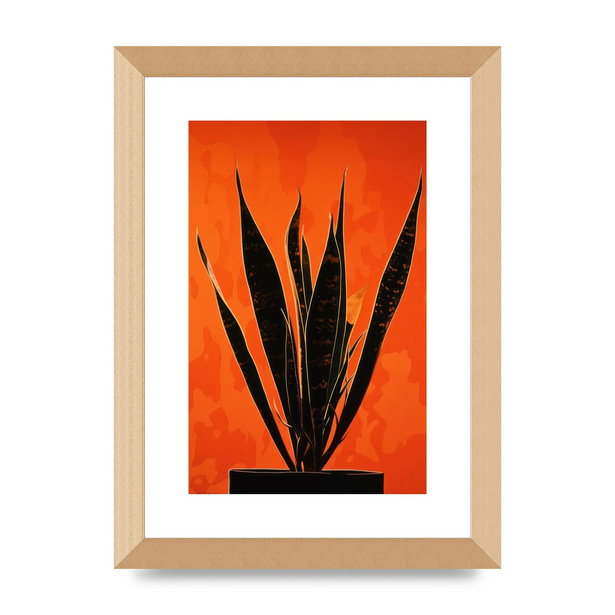 Snake Plants Silhouette on Orange