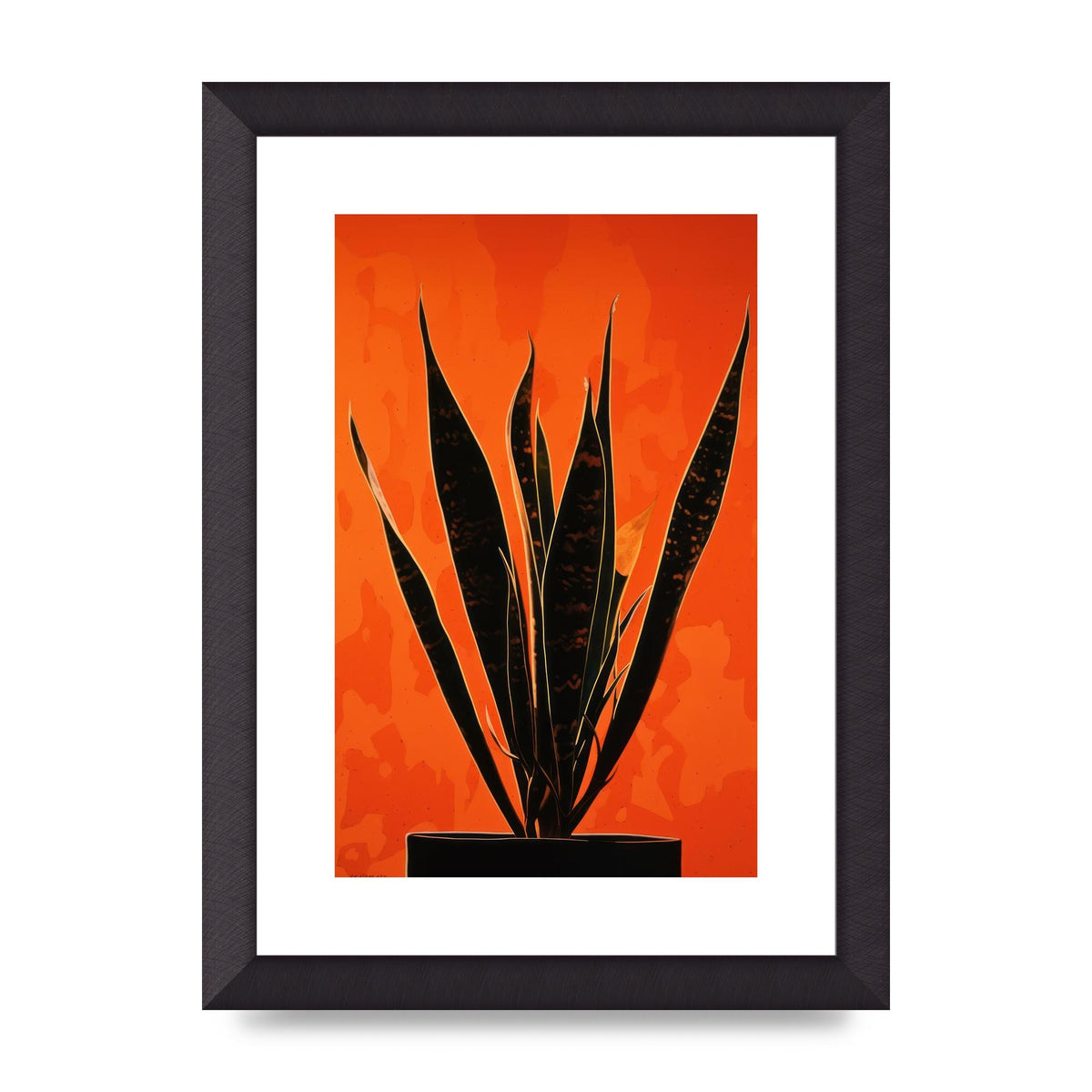 Snake Plants Silhouette on Orange