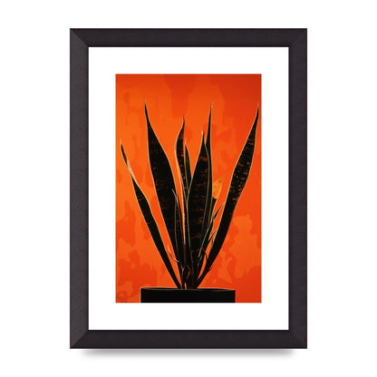 Snake Plants Silhouette on Orange