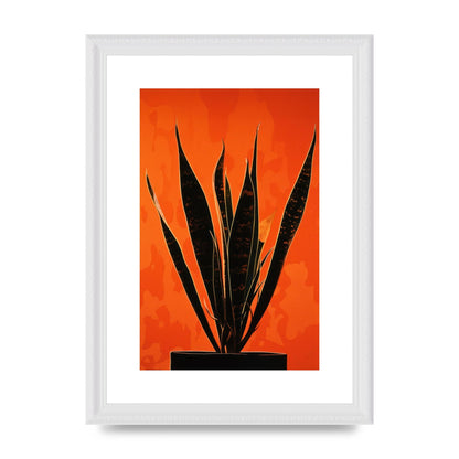 Snake Plants Silhouette on Orange