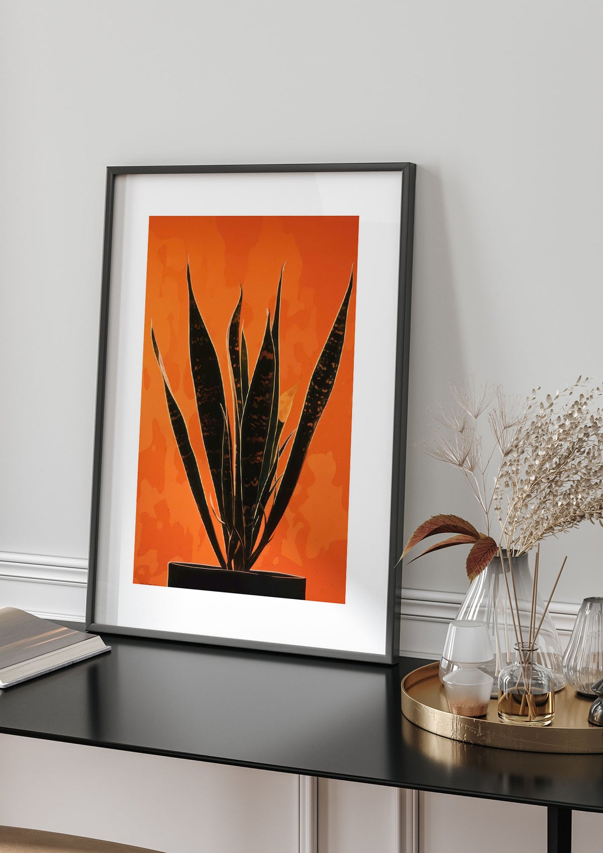 Snake Plants Silhouette on Orange