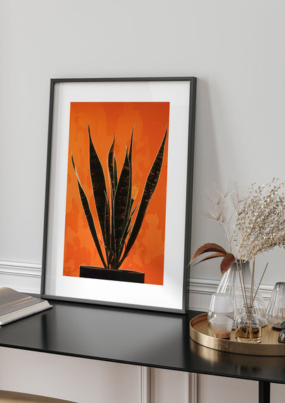 Snake Plants Silhouette on Orange
