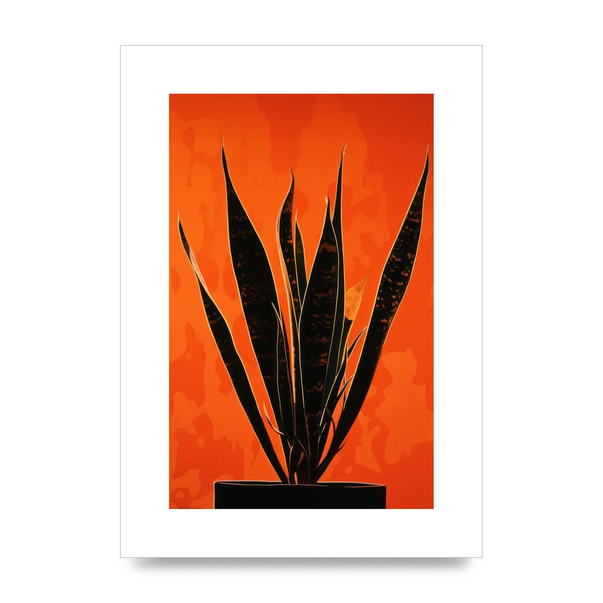 Snake Plants Silhouette on Orange