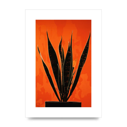 Snake Plants Silhouette on Orange