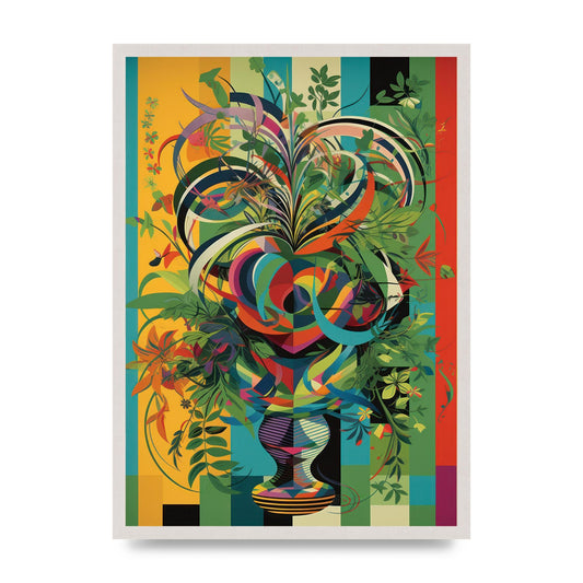 Spider Plant in Pop Art Style, print in an A2 white saw cut grain frame