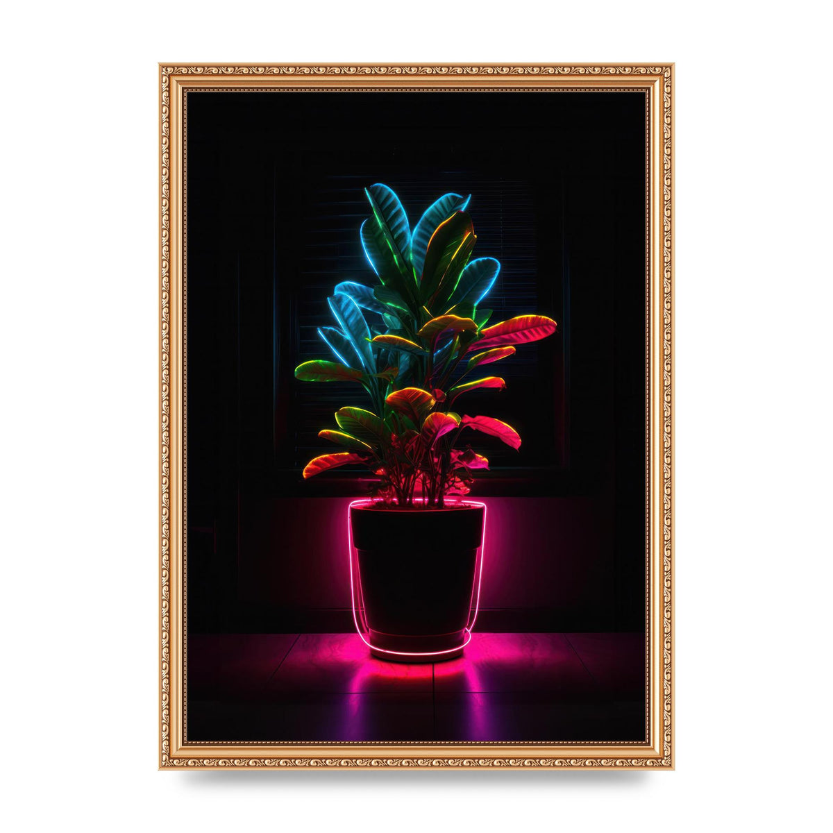 Neon Illuminated House Plant