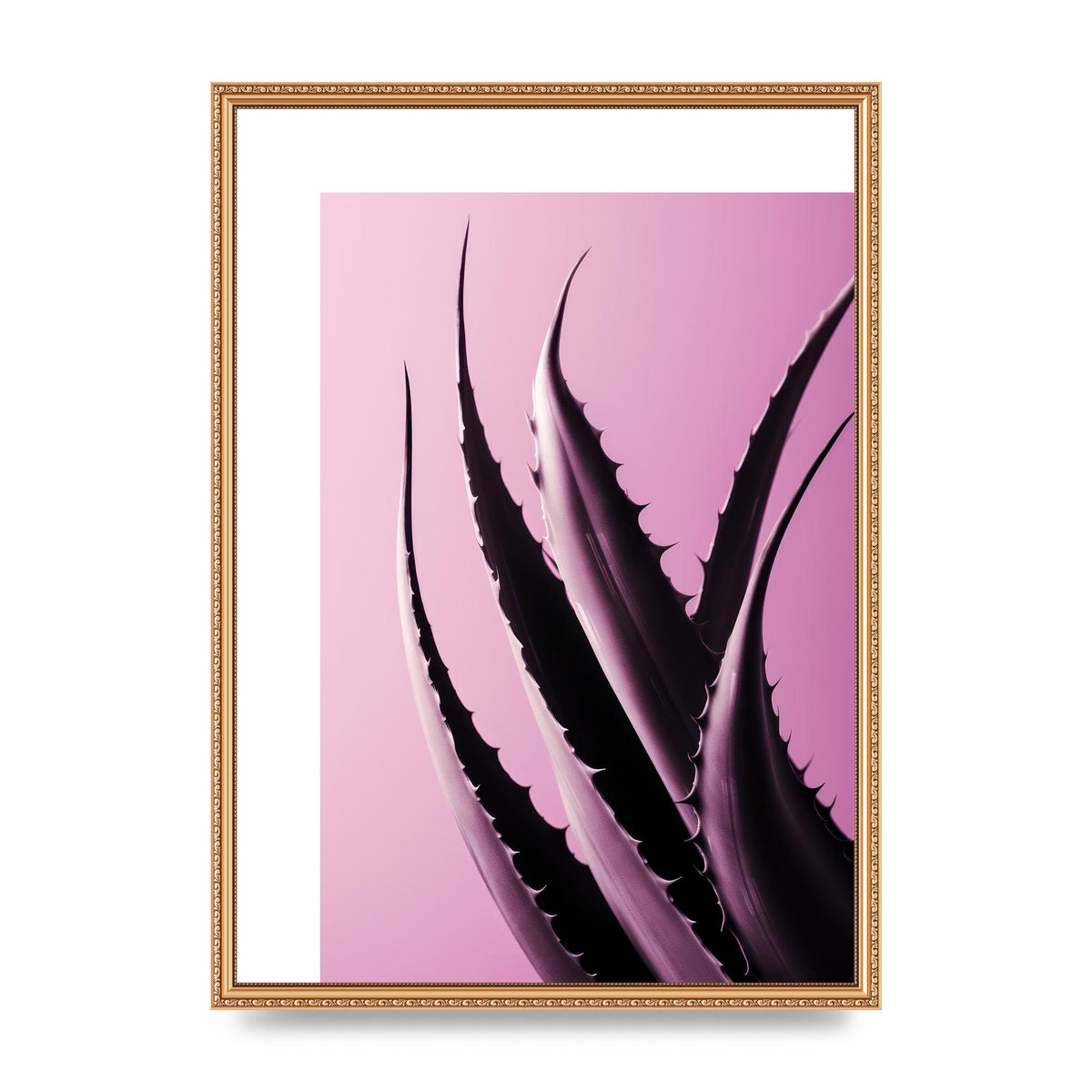 Aloe Vera Leaf in Sleek Black Line