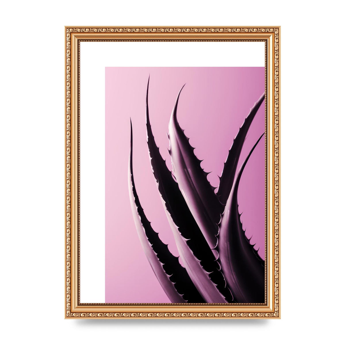 Aloe Vera Leaf in Sleek Black Line