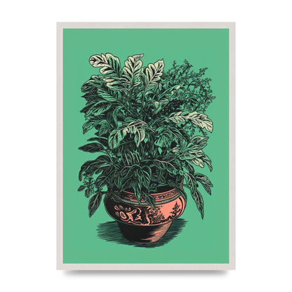 Zebra Plant in Lush Green Risograph