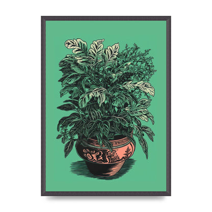 Zebra Plant in Lush Green Risograph