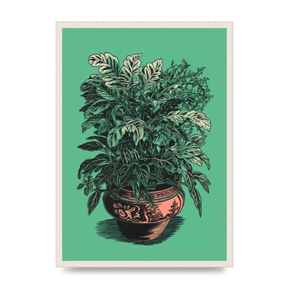 Zebra Plant in Lush Green Risograph