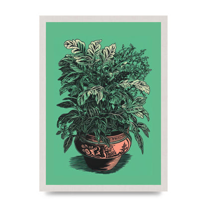 Zebra Plant in Lush Green Risograph