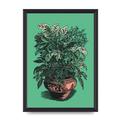 Zebra Plant in Lush Green Risograph