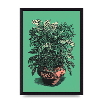 Zebra Plant in Lush Green Risograph