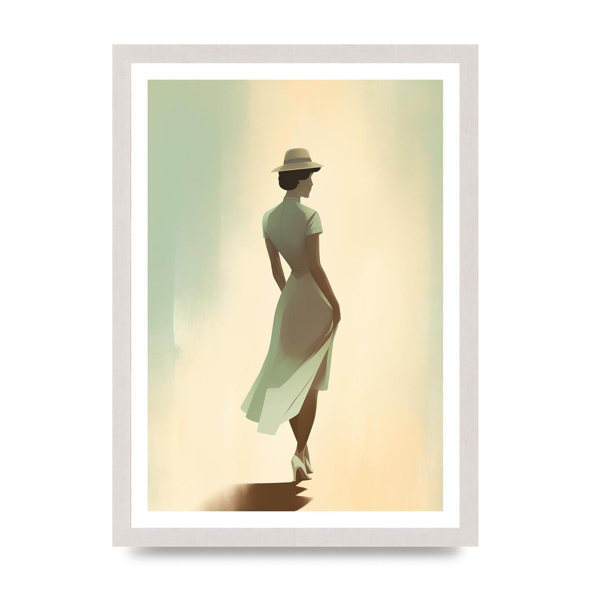 Vintage Woman in Pastel Minimalism