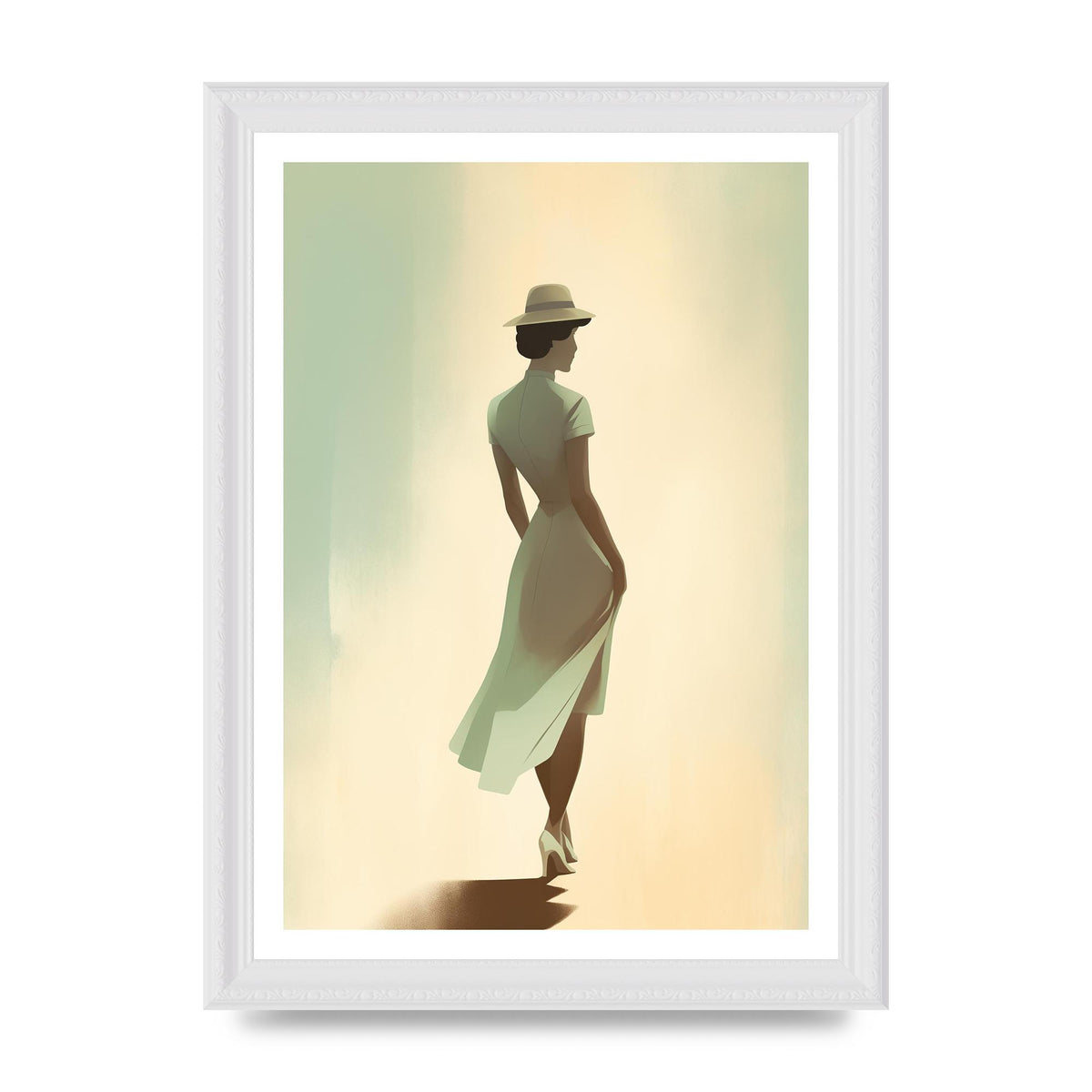 Vintage Woman in Pastel Minimalism