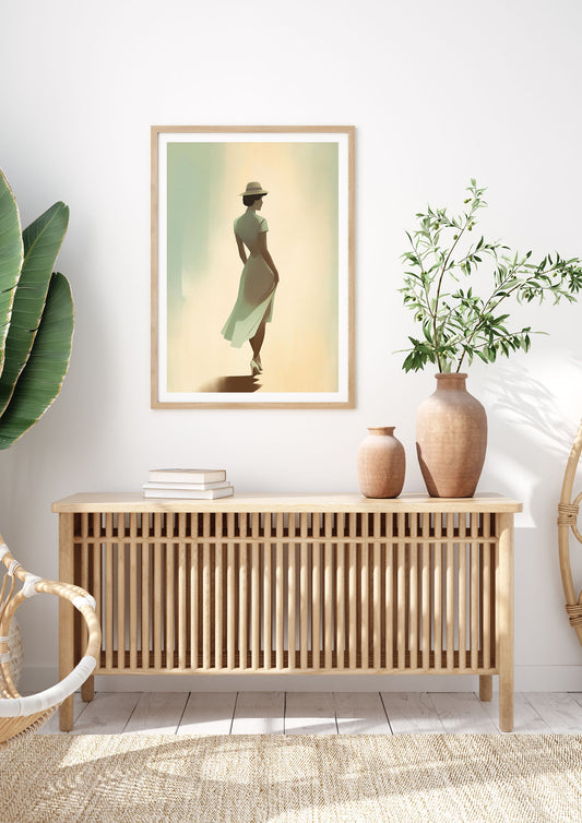 Vintage Woman in Pastel Minimalism